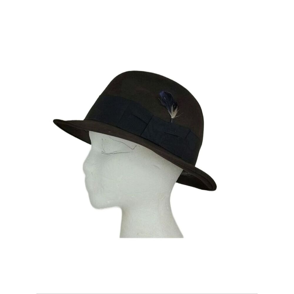Parkleigh Gimbels Exclusive Mens Brown Fedora Hat Sz 7 1/4